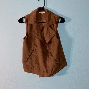 Brown Front Zipper Vest